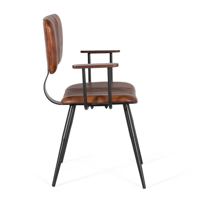 Silla de Piel Bovina 57 Cm Estilo Vintage Industrial