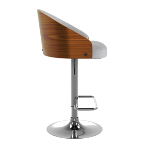 Chaise de bar réglable 63/84 cm en tissu gris clair - Carmelo