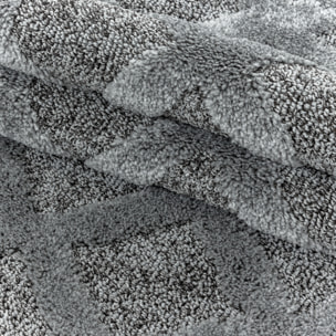 PISA - Tapis de salon rond à motif aztèque gris - PIS4702GRI