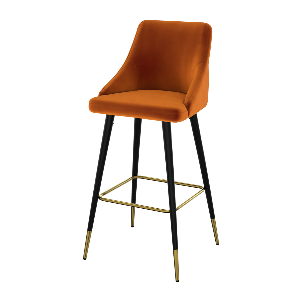 Lot de 2 chaises de bar en velours orange 77.5 cm - Aristote