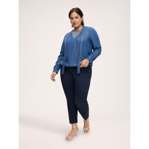 Fiorella Rubino - Blusa de tencel con lazo - Azul