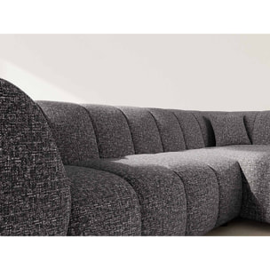 Curtis - canapé d'angle droit 4 places avec accoudoir en tissu texturé - Gris foncé