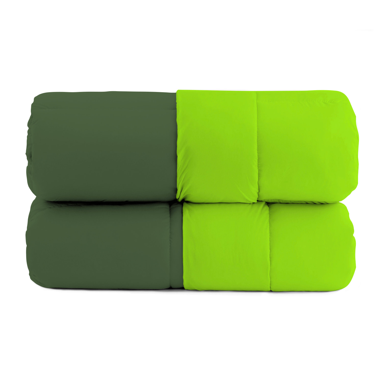 TRAPUNTA INVERNALE ELEGANT, 300gr, Microfibra, Doubleface, Made in Italy - VERDE SCURO/VERDE MELA