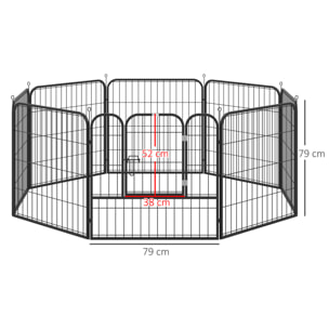 Luxe parc enclos modulable pour chien 8 panneaux porte verrouillable acier époxy noir