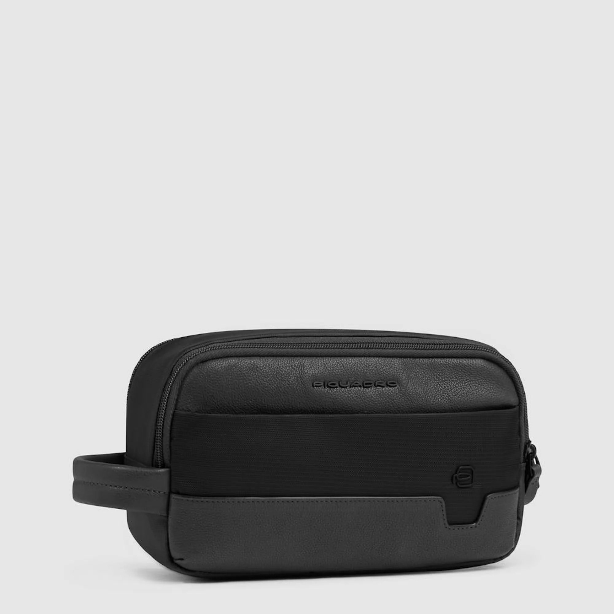 Piquadro Beauty case in tessuto riciclato e pelle a due scomparti