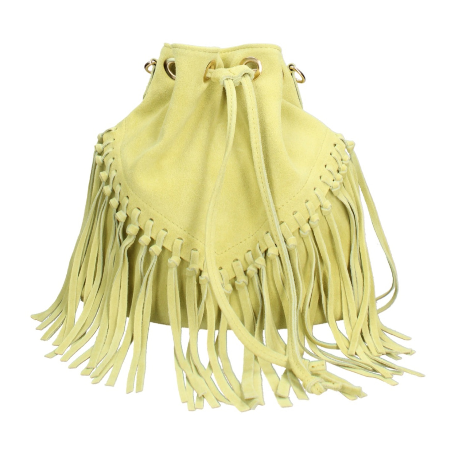 Borsa a secchiello da donna Made in Italy - Modello Umbria Plus - Pelle scamosciata - 25.0 x 22.0 x 13.0 cm