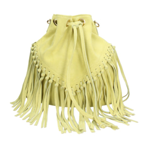 Borsa a secchiello da donna Made in Italy - Modello Umbria Plus - Pelle scamosciata - 25.0 x 22.0 x 13.0 cm