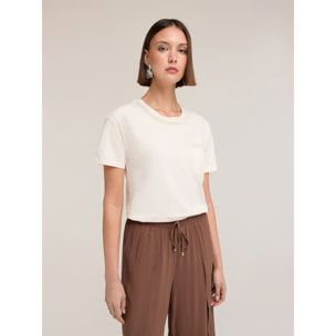 Motivi - Camiseta con bordado de perlas - Rosa