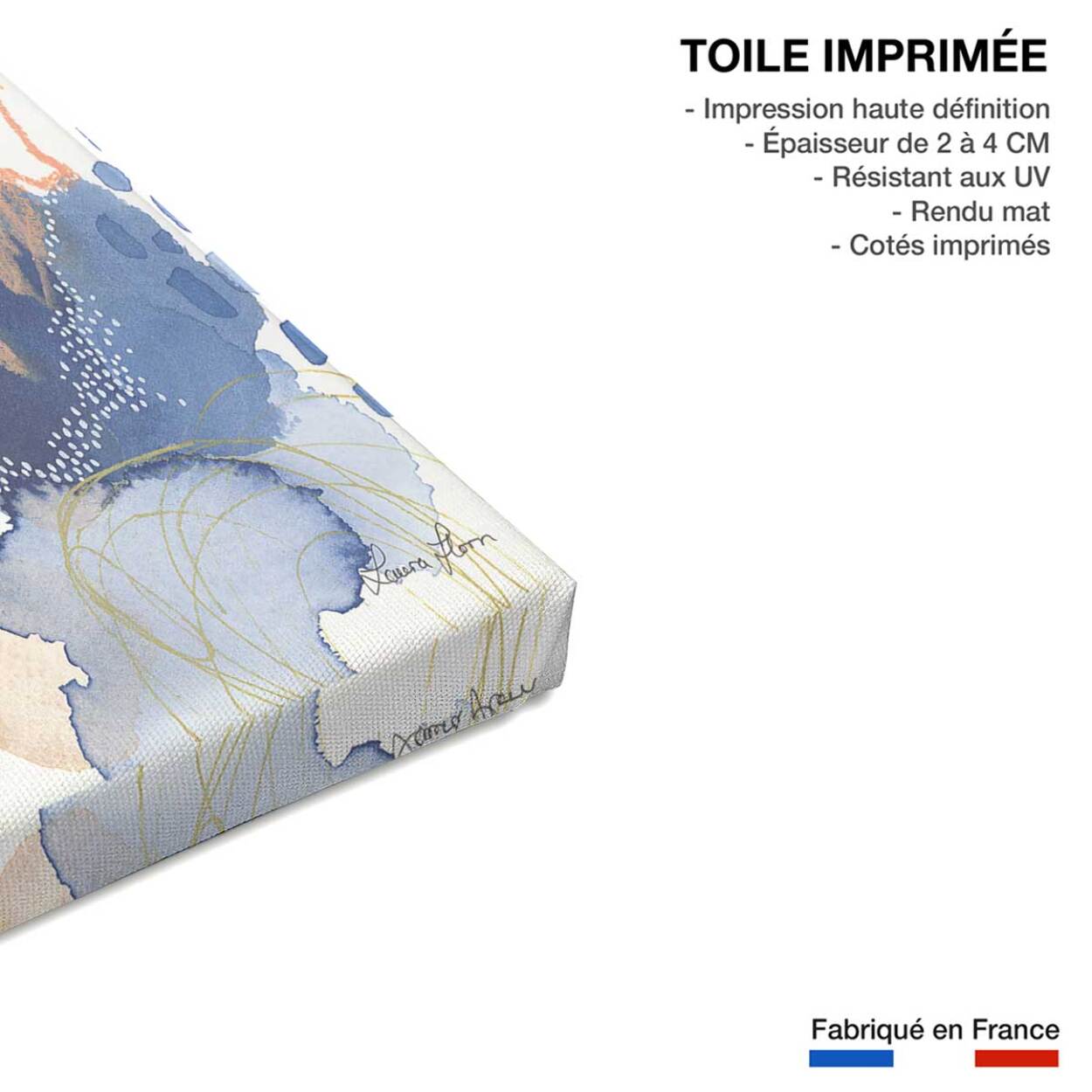 Tableau fleurs Bonheur bleu Toile imprimée