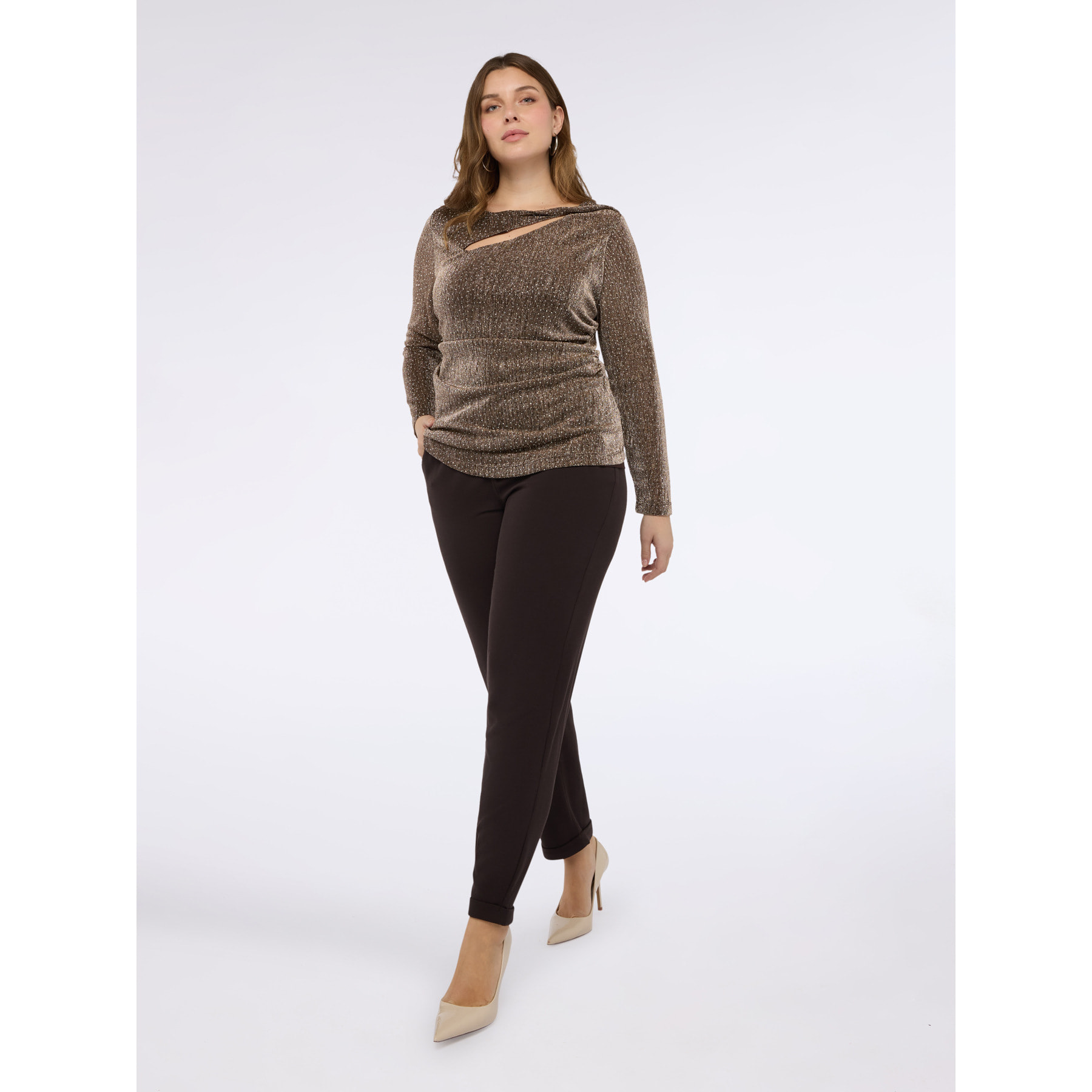 Fiorella Rubino - Camiseta de jersey con strass - Marrón