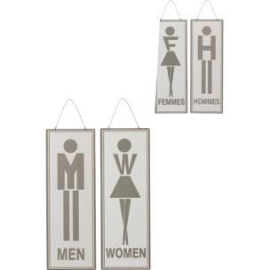 J-Line pancarte Toilet Anglais/Francais - métal - blanc/gris - 2 pcs