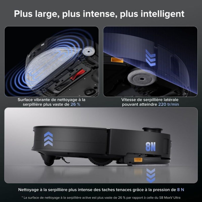 Robot Aspirateur Laveur ROBOROCK Saros 10 noir avec kit de raccordement à l'eau