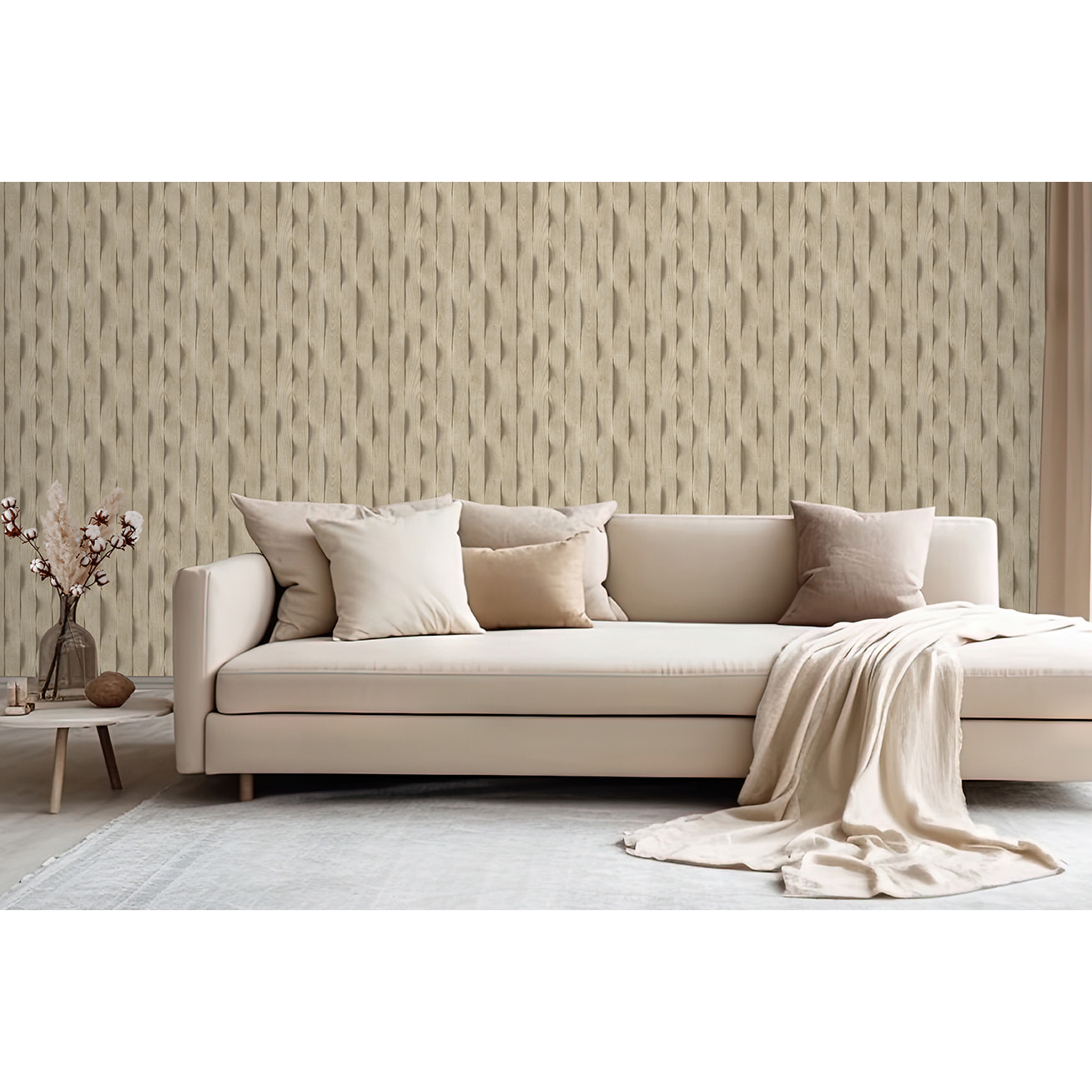 Papier peint effet lambris bois clair vertical