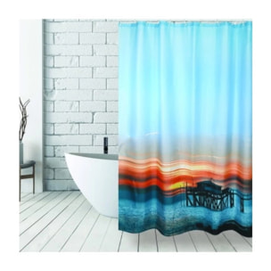 Rideau de douche Polyester 180x200cm Motif Sunset - Anneaux inclus MSV