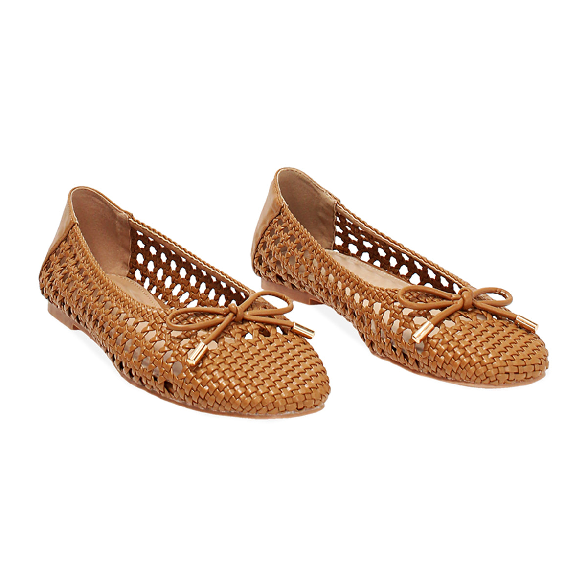 Bailarinas cognac trenzadas para mujer