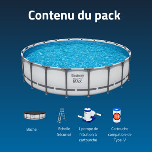 Bestway Piscine hors sol tubulaire ronde Bestway Steel Pro Max 610 x 132 cm gris clair