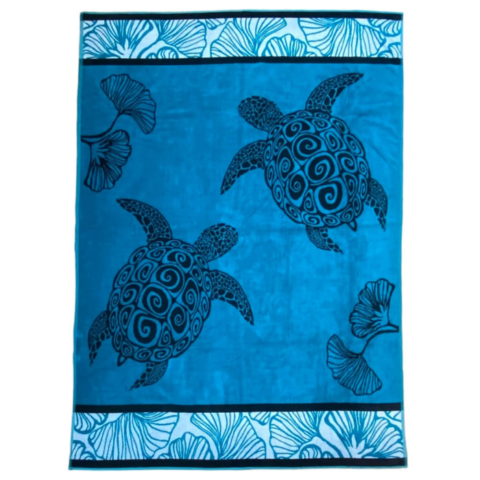 Serviette de plage éponge velours Jacquard - Mallorca - 140x180cm - 400g/m²