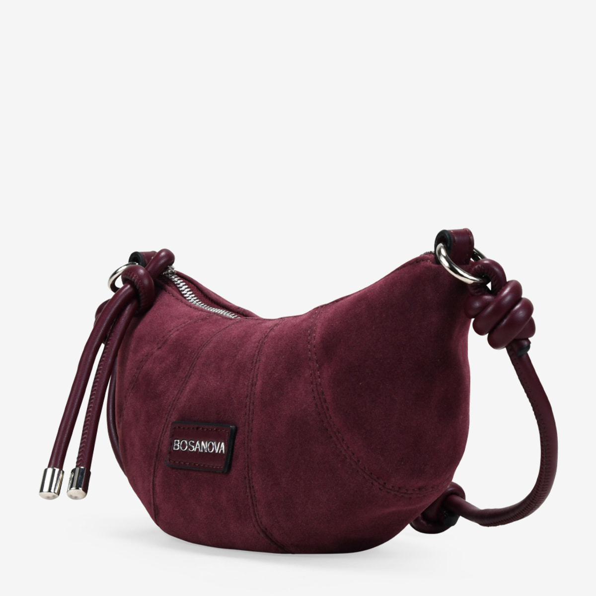 Bolso bandolera burdeos pequeño con cremallera