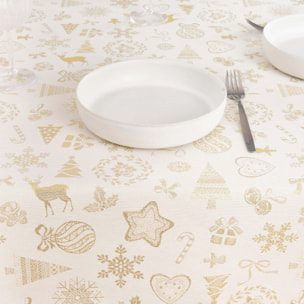 Nappe Anti-tâches Toucher du Tissu Jacquard R22119 Natural Oro Lurex