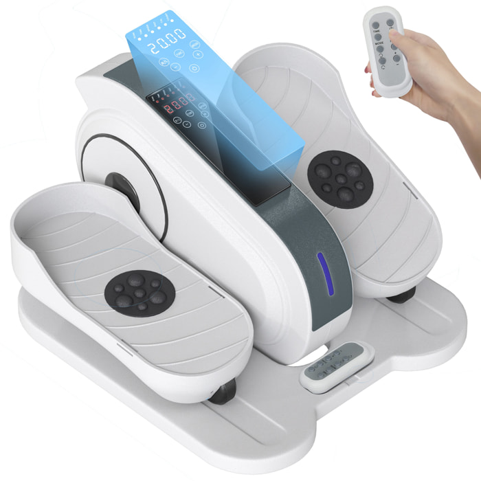 Elliptique de bureau, mini vélo elliptique électrique avec écran LCD, télécommande et 10 vitesses réglables, silencieux et portable pour les seniors, blanc