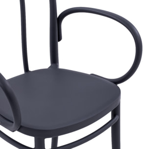 Set di 2 sedie NEWCASTLE in polipropilene antracite con braccioli, impilabili