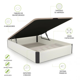 Canapé con zapatero 135x190 cm en blanco y grafito Luxury Plus 3D Blanco - Grafito