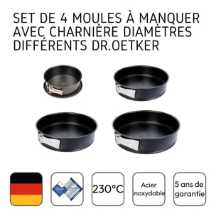 Set de 4 moules à manquer à charnière 18 cm + 24 cm + 26 cm + 28 cm Dr.Oetker Tradition