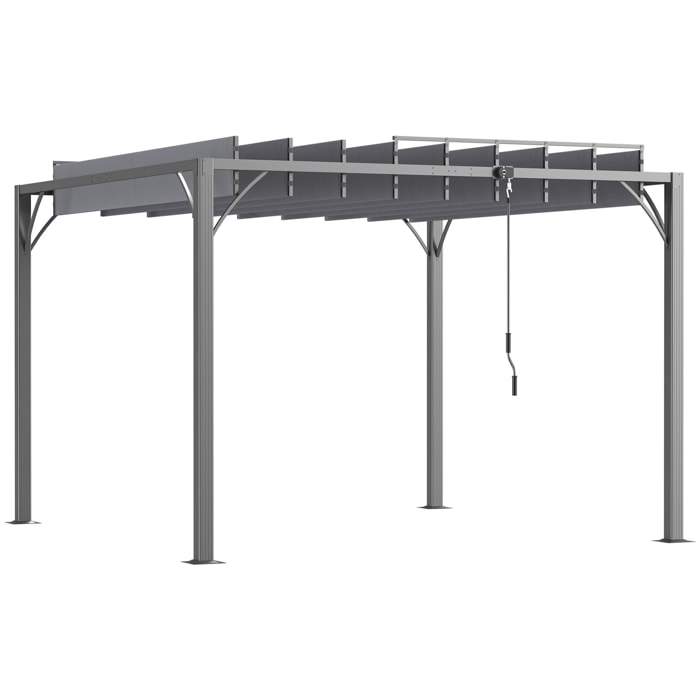Cenador de Jardín 3x3 m Pérgola de Aluminio Gazebo con Diseño de Lamas Superior Giratorio hasta 135° y Protección UV 50+ Pabellón para Patio Terraza Balcón Gris