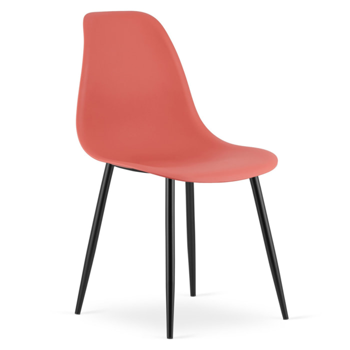 Set di 2 sedie moderne WAT in polipropilene rosso cinabro