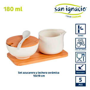 Set azucarero y lechera en ceramica y bambú