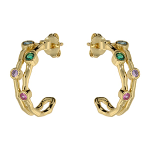 Orecchini a Lobo Martellati con Cubic Zirconia Colorate