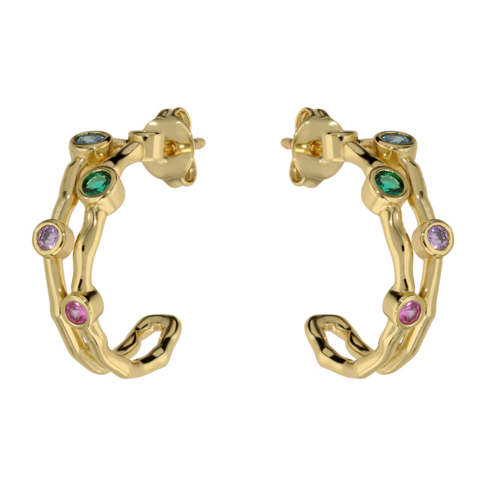 Orecchini a Lobo Martellati con Cubic Zirconia Colorate