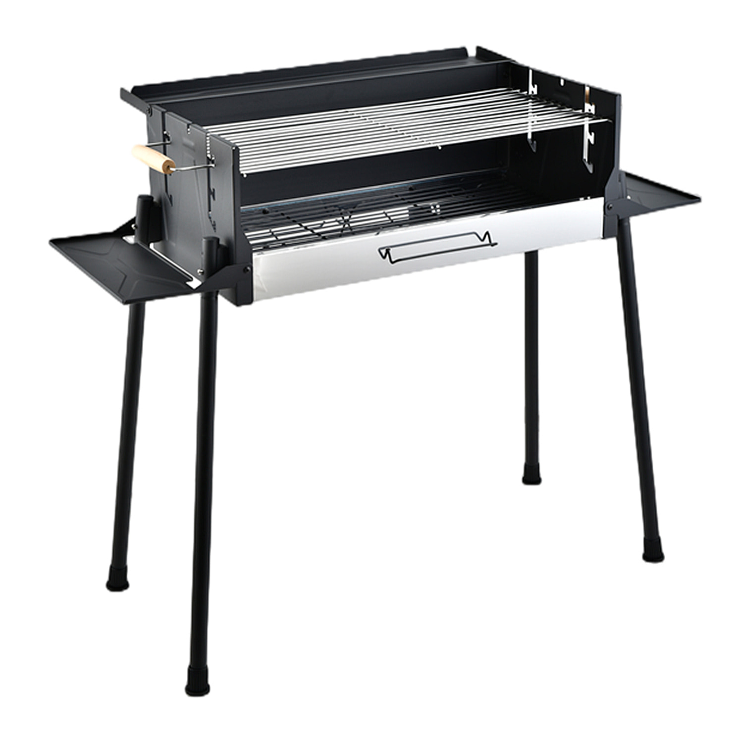 Griglia a carbone con vassoio in acciaio inossidabile e 3 altezze di cottura.