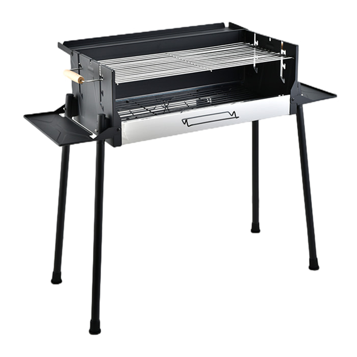 Griglia a carbone con vassoio in acciaio inossidabile e 3 altezze di cottura.