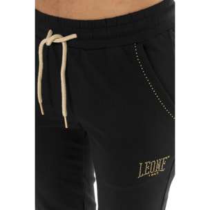 Tuta da donna in cotone non garzato con colletto e zip Leone Chic Gold