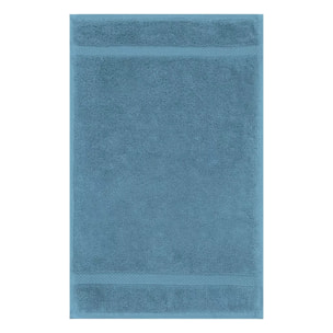 Serviette invites pur coton 550 g/m² uni bleu Elea canard