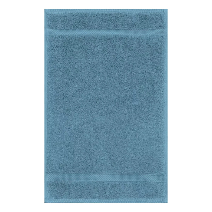 Serviette invites pur coton 550 g/m² uni bleu Elea canard