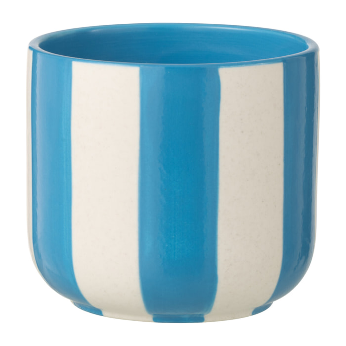 J-Line Cache-pot Ligné - céramique - bleu/blanc - large