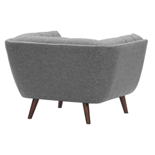 Fauteuil capitonné en tissu gris - Carmen