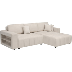 Canapé d'angle convertible tissu chenille 3 places - "Trocadero" - Crème