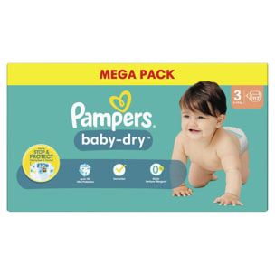112 Couches Baby-Dry Taille 3, 6kg - 10kg, Pampers