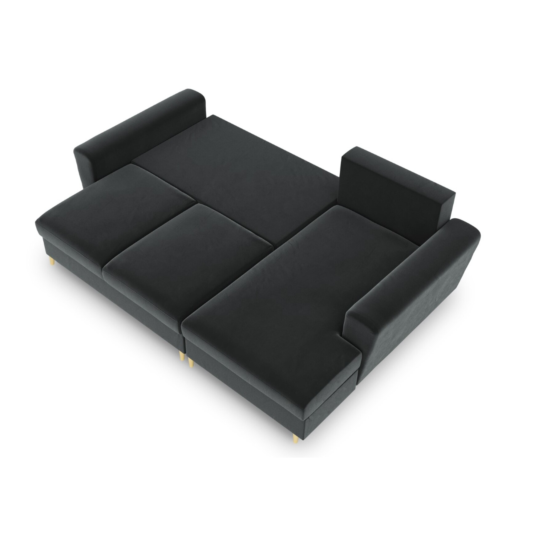 Canapé d'angle droit convertible avec coffre de rangement "Kyoto" 4 places en velours gris foncé