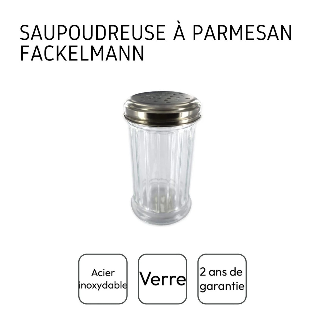 Saupoudreuse à parmesan et sucre glace en verre 13 cm Fackelmann