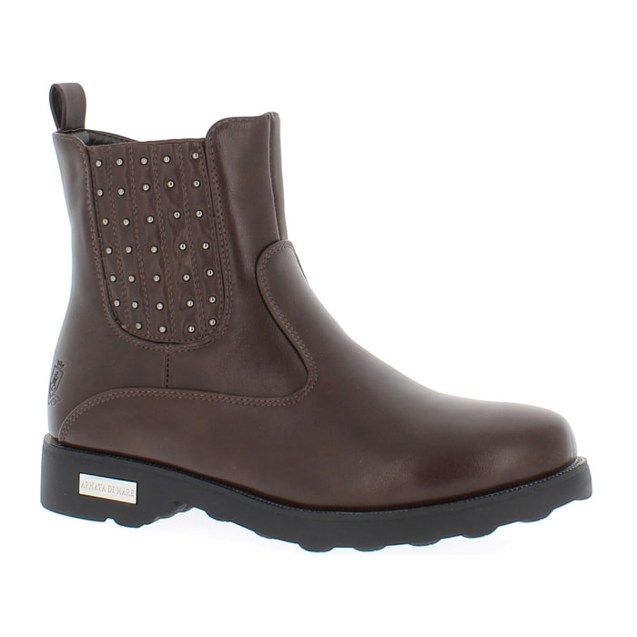 Armata di Mare Scarpe Donna Chelsea Boots con Zip Laterale AMD W52C67 Brown