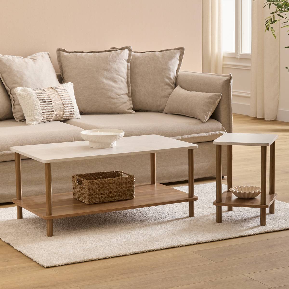 Table d'appoint Come bois et effet marbre