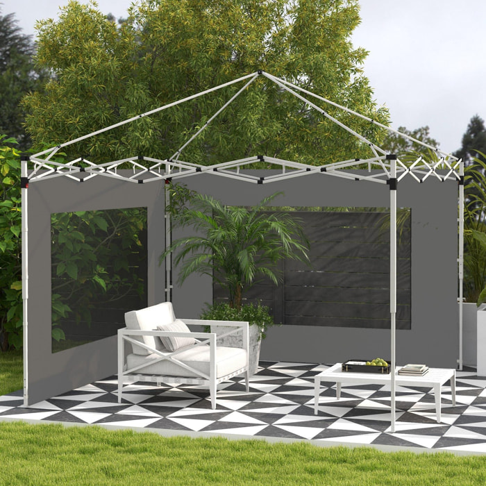 Outsunny Paredes Laterales para Carpa de 2 Paneles 295x195 cm Paredes Laterales de Repuesto de Tela Oxford con Ventana para Carpas de 6x3 m 3x3 m Gris