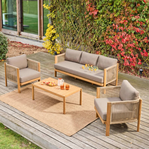 Salon de jardin acacia et cordes 5 places ELOMI