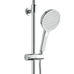 Colonne bain/douche avec douchette 3 jets, Mitigeur thermostatique, Barre réglable en hauteur Blanc/Chrome