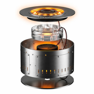 Round 3D 350 - Inserto Camino Decorativo ad Acqua Senza Calore Ø35x17 cm icon Effetto Fiamma a LED 3D