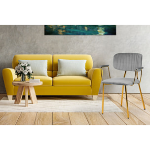 Set di 2 sedie Kian in velluto grigio e metallo dorato